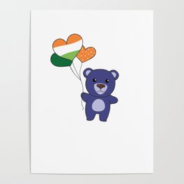 Bear With Ireland Balloons Cute Animals Happiness Poster