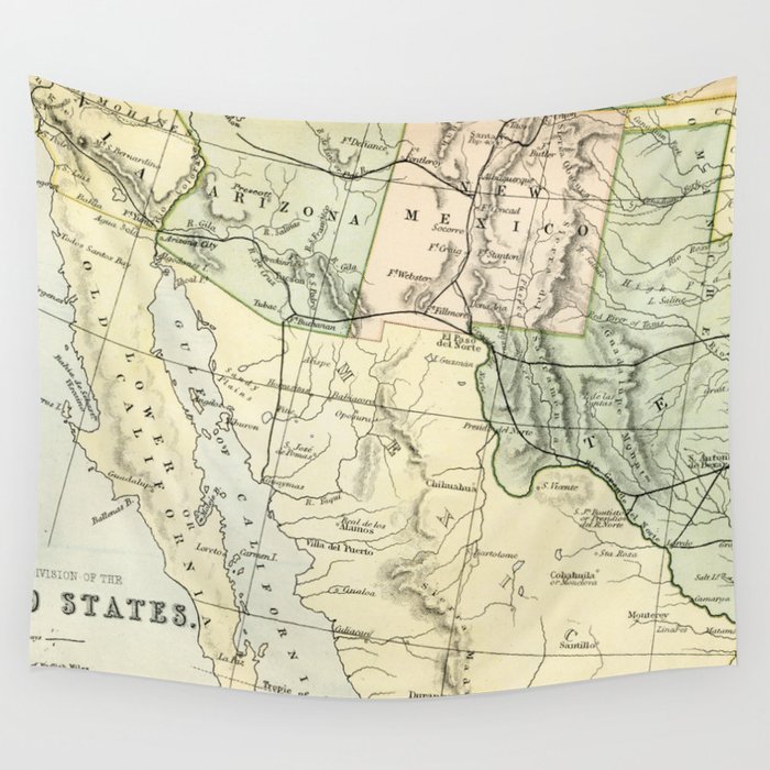 Vintage Map Of The South West Of The United States Wall Tapestry By Graphikz