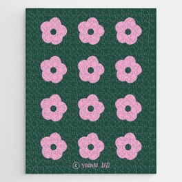 Pink cute flowers. Flowers that harmonize with patterns. pink and green. Jigsaw Puzzle
