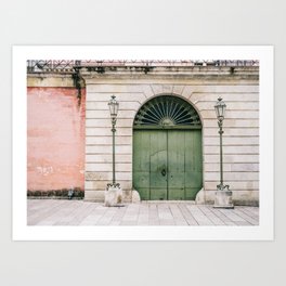 Old wooden green doors in Italy | Wanderlust travel photography art Art Print