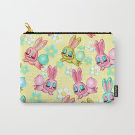 Bunnies and Daisies on Yellow Carry-All Pouch