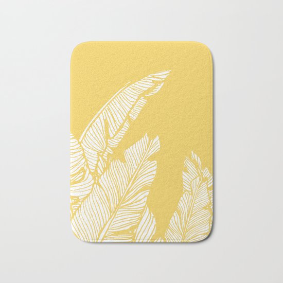 Banana Leaves on Yellow #society6 #decor #buyart Bath Mat