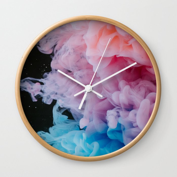 Rainbow Smoke Clouds  Wall Clock