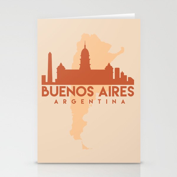 BUENOS AIRES ARGENTINA CITY MAP SKYLINE EARTH TONES Stationery Cards