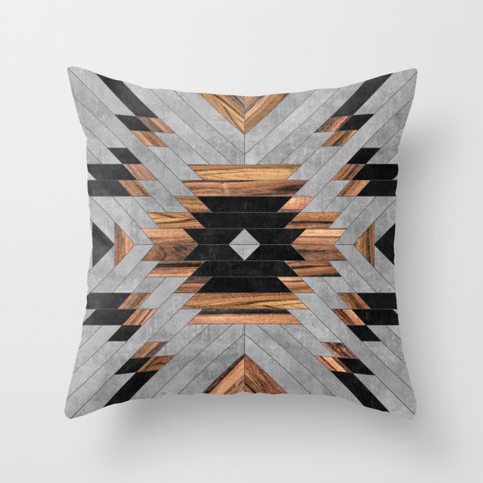 Urban Tribal Pattern No.6 - Aztec - Concrete and Wood Throw Pillow by ...