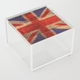 Weathered Wood British Union Jack Flag Acrylic Box