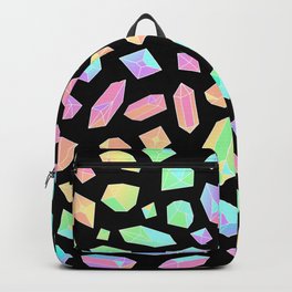 Rainbow Crystal Pattern on Black Backpack