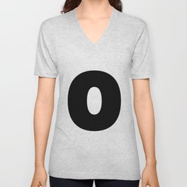 O (Black & White Letter) V Neck T Shirt