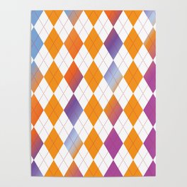 Argyle pattern purple and orange Poster