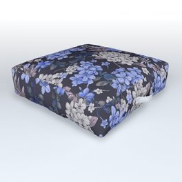 Plumbago Flowers - dark  Outdoor Floor Cushion