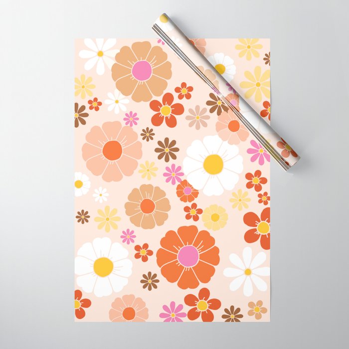 Cute Strawberry and Flowers Pattern Print Wrapping Paper by lobbygirl