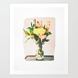 Yellow Cut Flowers in a Vase Art Print