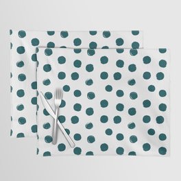 Teal Blue Round Brush Strokes Pattern Placemat