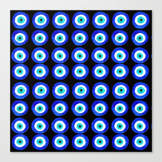 Evil Eye Talisman - on black Canvas Print