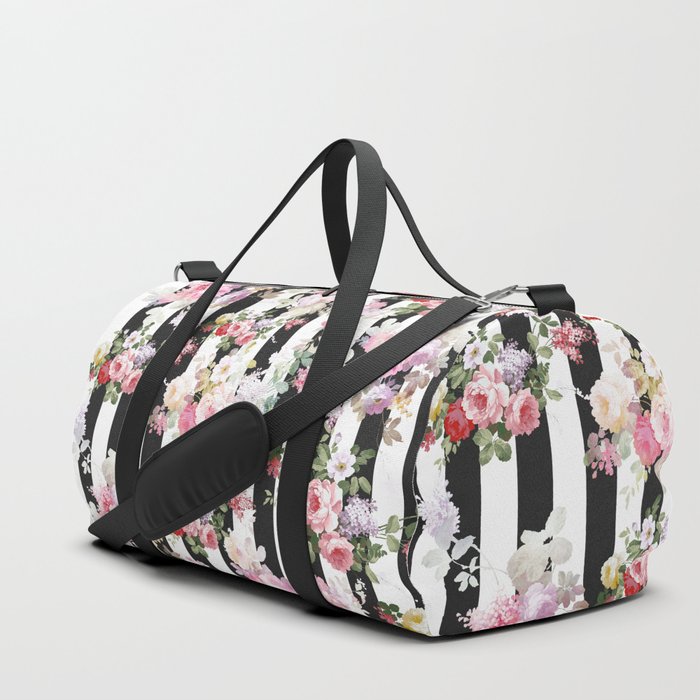 black and white pink duffle bag