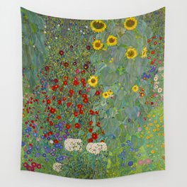 Gustav Klimt Farm Garden With Sunflowers  Wall Tapestry