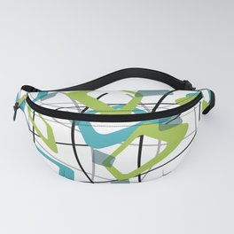 Mid Century Vintage Design green turquoise  Fanny Pack