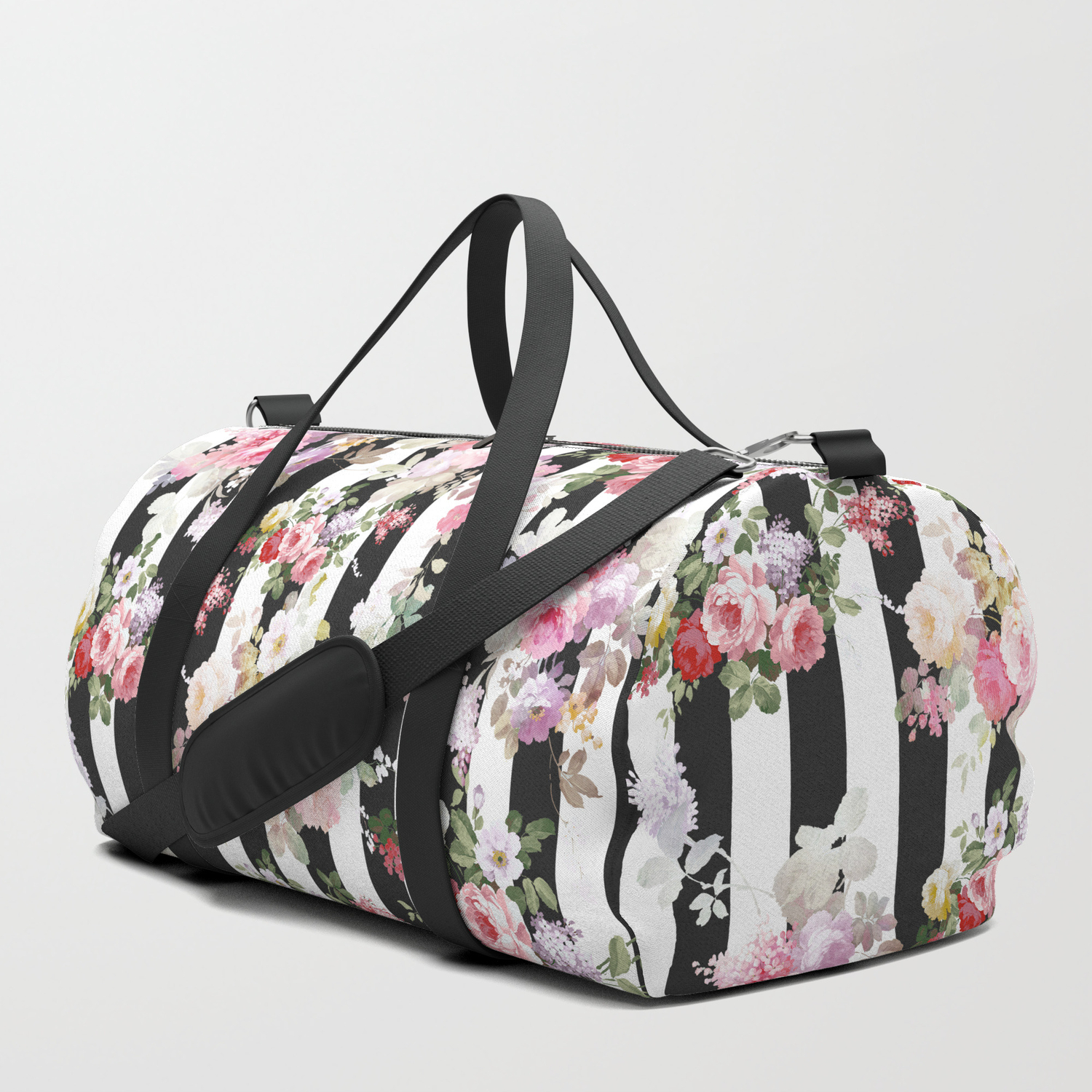 pink black duffle bag