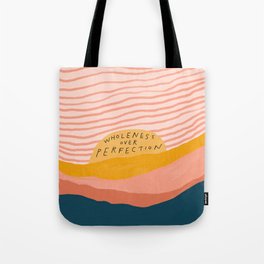 Wholeness Over Perfection | Waves Hand Lettering Design Tote Bag