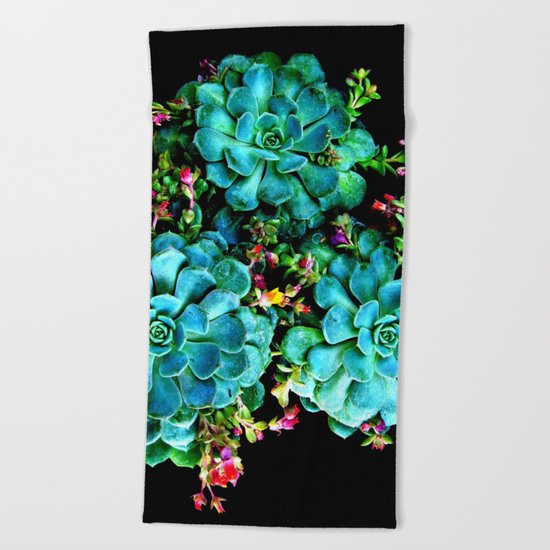Beautiful Autumn plant green, blue Beach Towel