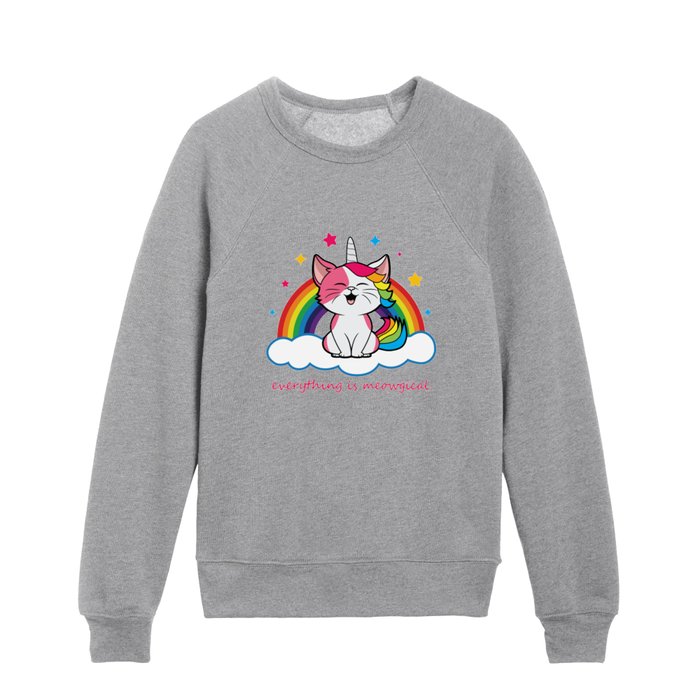 Cute Caticorn - Everything is Meowgical Kids Crewneck