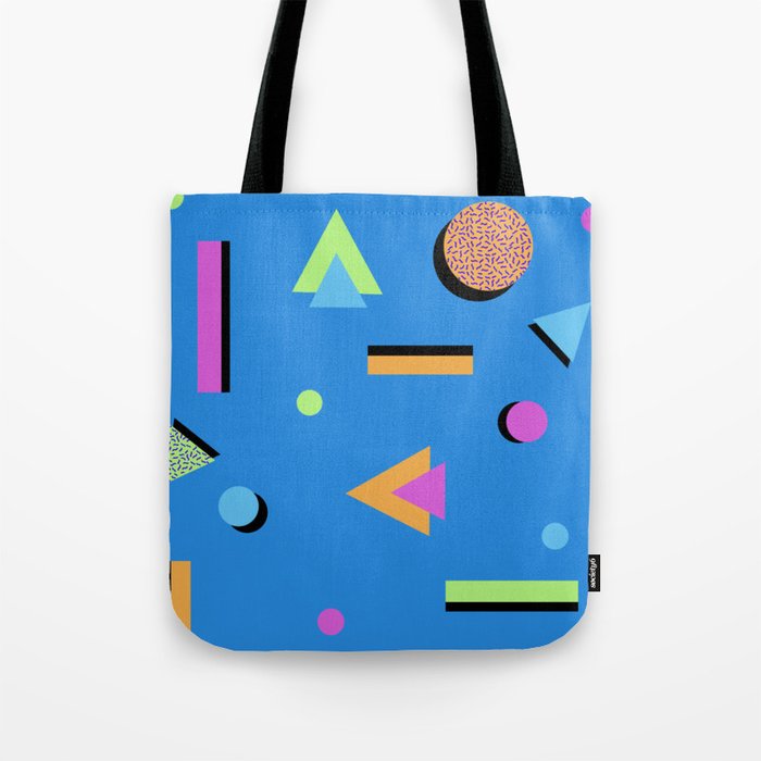 80s geometric graphic pattern coloful Tote Bag