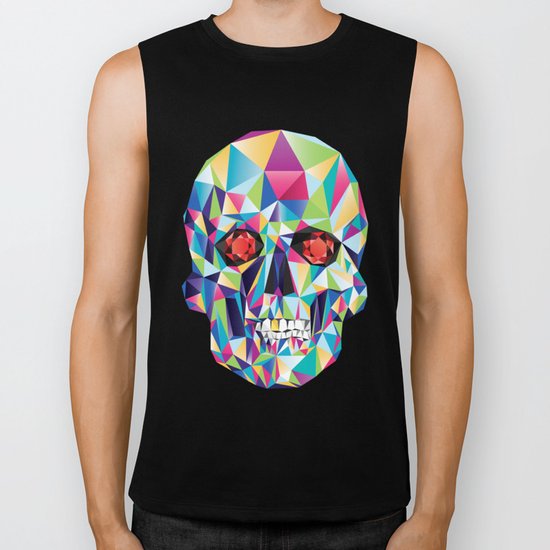 Geometric Candy Skull Biker Tank