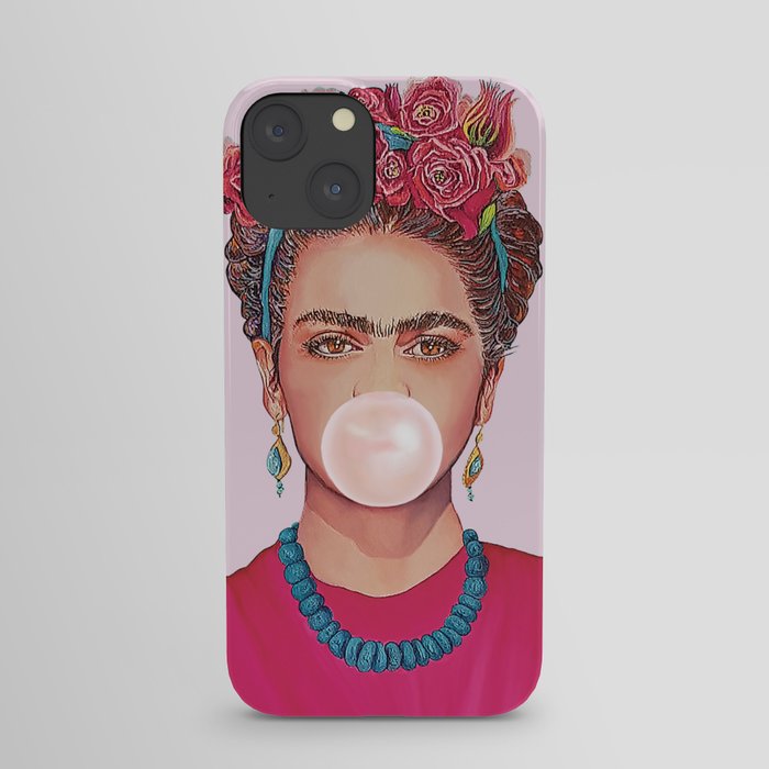 Frida Kahlo Blowing Pink Bubble Gum iPhone Case