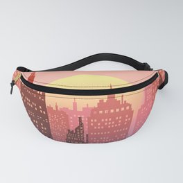 Abstract sunset coral pink gradient city  Fanny Pack | Pink, Geometric, Sunsetpattern, Ecletic, City, Painting, Flats, Urban, Abstractpattern, Sunrise 