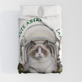 Cute astronaut cat Duvet Cover