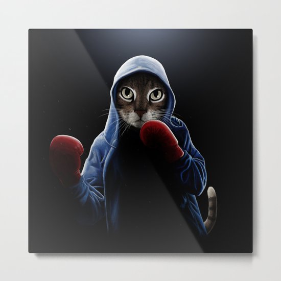 Boxing Cool Cat Metal Print