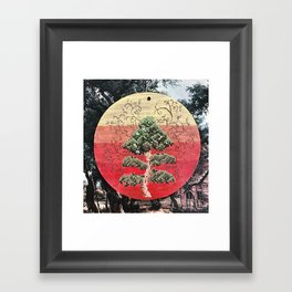 Synthesis — Cross-Stitch Bonsai Tree with African Sunset Framed Art Print