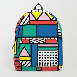 Memphis Color Block Backpack | Curated, 80S, Digital, Pattern, Memphisstyle, Graphicdesign, Grid, Milan, Geometric, Colorblock 