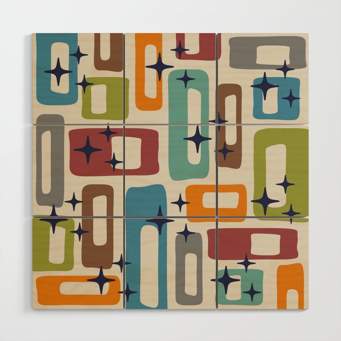 Retro Mid Century Modern Abstract Pattern 224 Wood Wall Art By