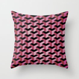 Red Grunge Abstract Geometric Pattern Throw Pillow