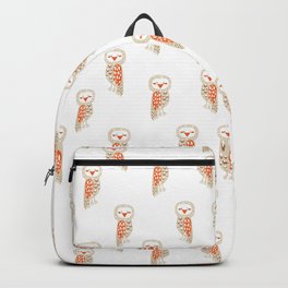 Cute hand painted white orange ivory watercolor owls Backpack