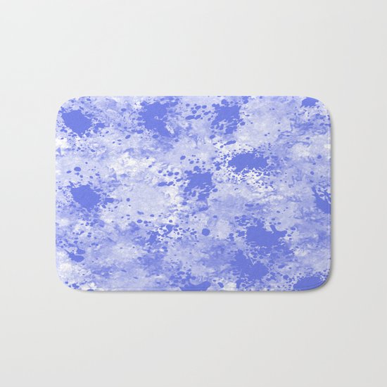 Blue Watercolor Paint Splatter Abstract Bath Mat