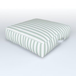 Mattress Ticking Narrow Striped Pattern in Moss Green and White Outdoor Floor Cushion | Greenstriped, Moss, Stripes, Lines, Greenticking, Striped, Greenstripes, White, Mattress, Mattressticking 