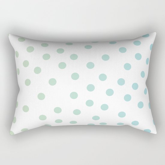 Simply Dots in Turquoise Green Blue Gradient on White Rectangular Pillow