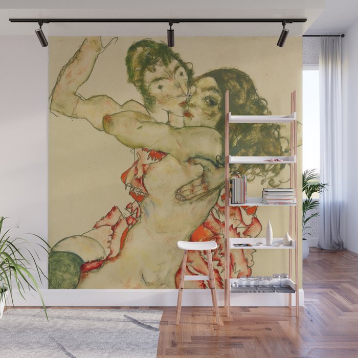 Egon Schiele "Two Women Embracing" Wall Mural