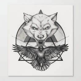 Wolf and Crow - Emblem Canvas Print