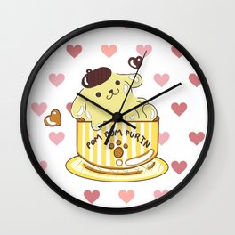 Pom Pom Dog in Heart Coffee Cup Wall Clock | Pompompurin, Pastel, Japan, Pompom, Heart, Cute, Digital, Puppy, Kawaii, Coffee 