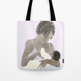 New Mom breastfeeding baby // watercolor portrait of postpartum moment between infant and new mother Tote Bag