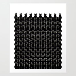 black cat pattern, All Over Print Art Print