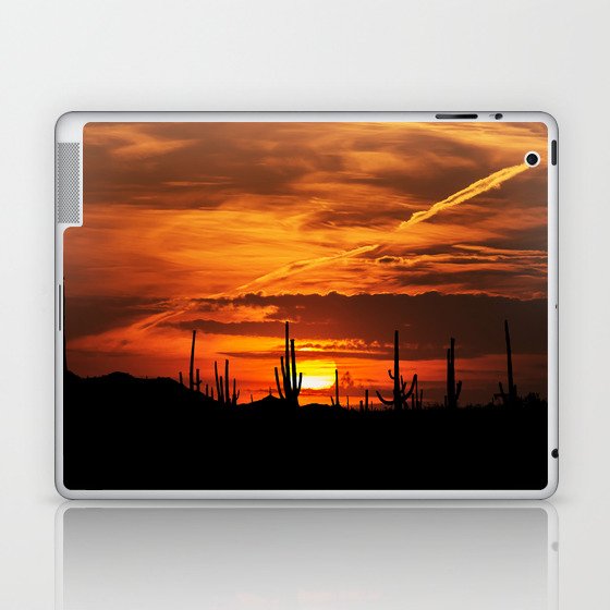 Sunset Orange Sky Cactus Desert Arizona America Laptop & iPad Skin