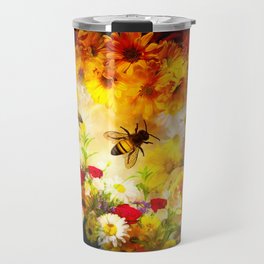 Summers garden floral bloom and bees Travel Mug