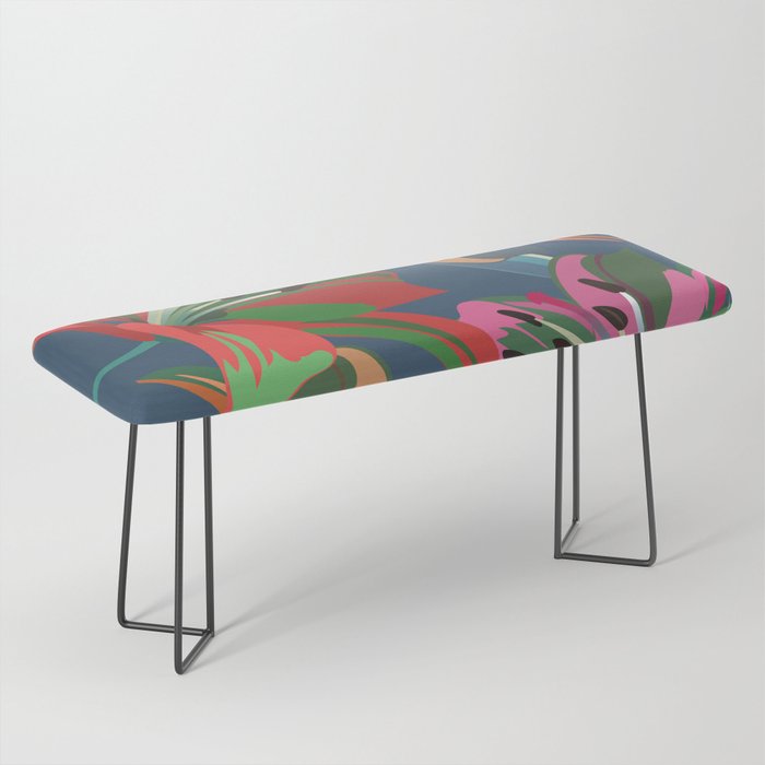 Lily - Colorful Floral Bouquet Art Pattern on Blue Bench