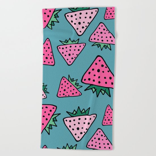 strawberry blue Beach Towel