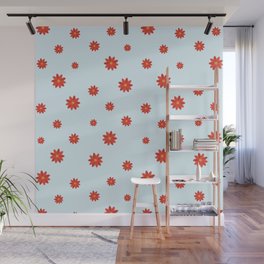 Christmas Sky Blue Floral Print Flower Decoration Wall Mural