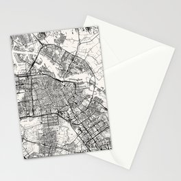 Vintage Amsterdam City Map - Netherlands - Black and White Stationery Card
